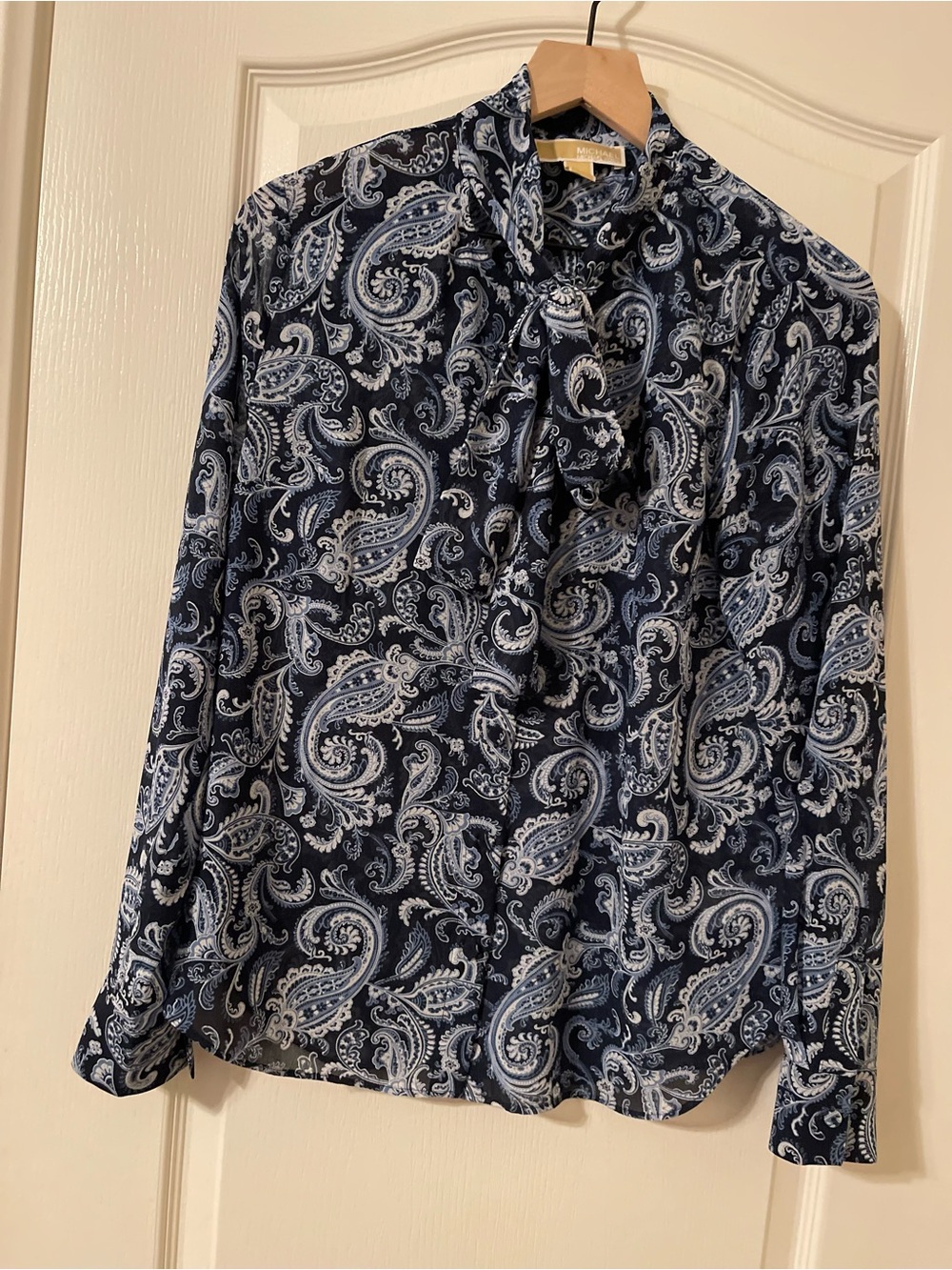 MICHAEL Michael Kors Navy Paisley Shirt with Light Blue and White Print